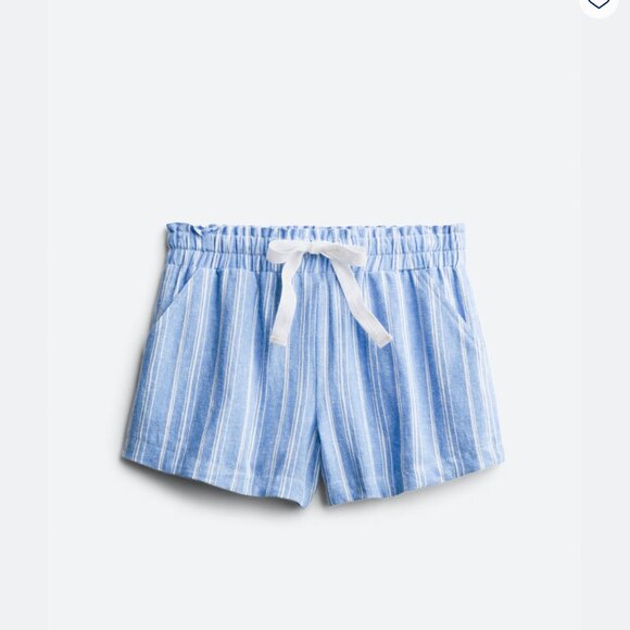 NEW Mason and Belle Stitch Fix Blue White Striped Beach Linen Shorts Size Small - Picture 2 of 4